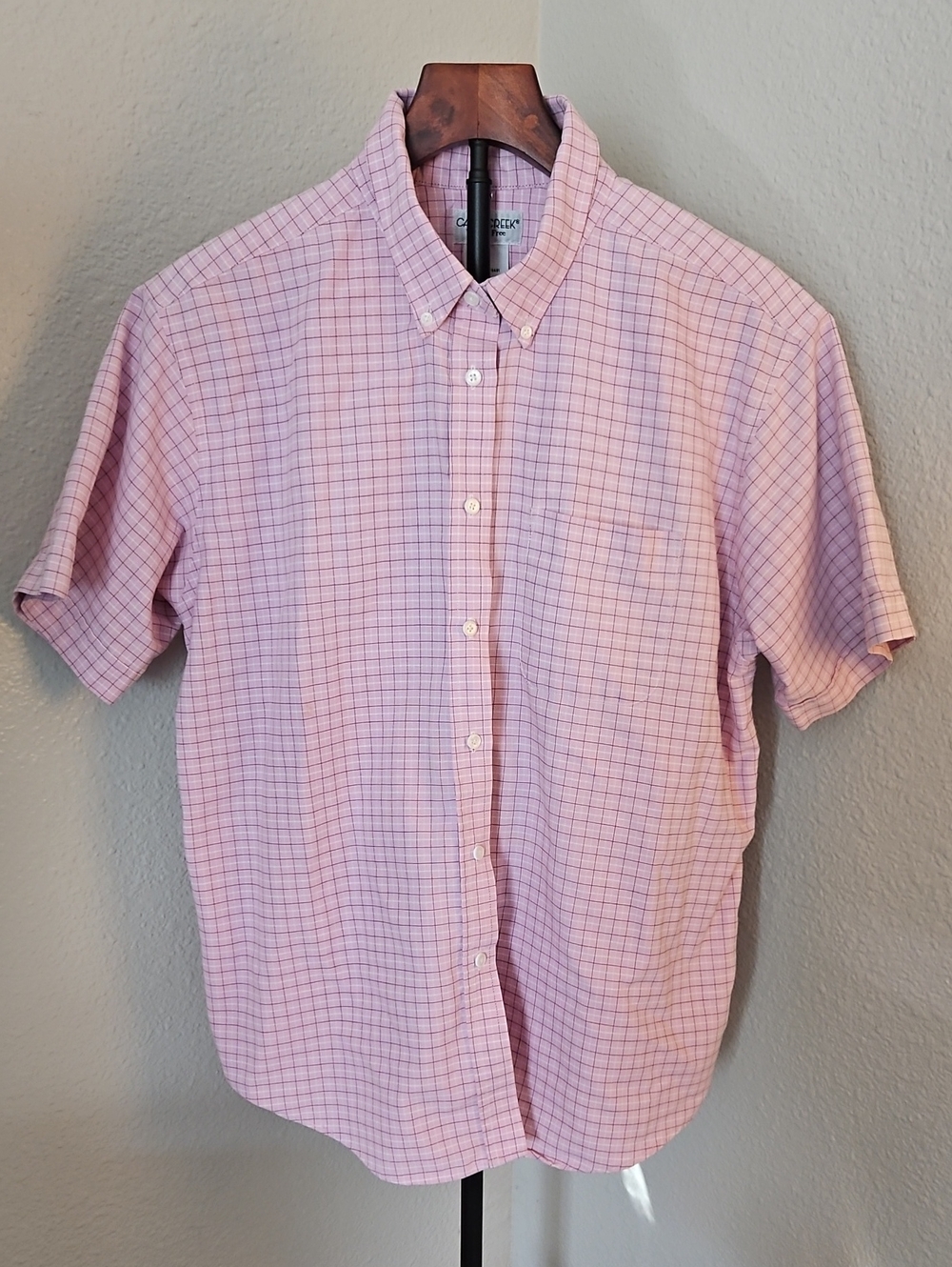 Vintage Cabin Creek Wrinkle Free Plaid Button Down Shirt Size 18 Pink Purple
